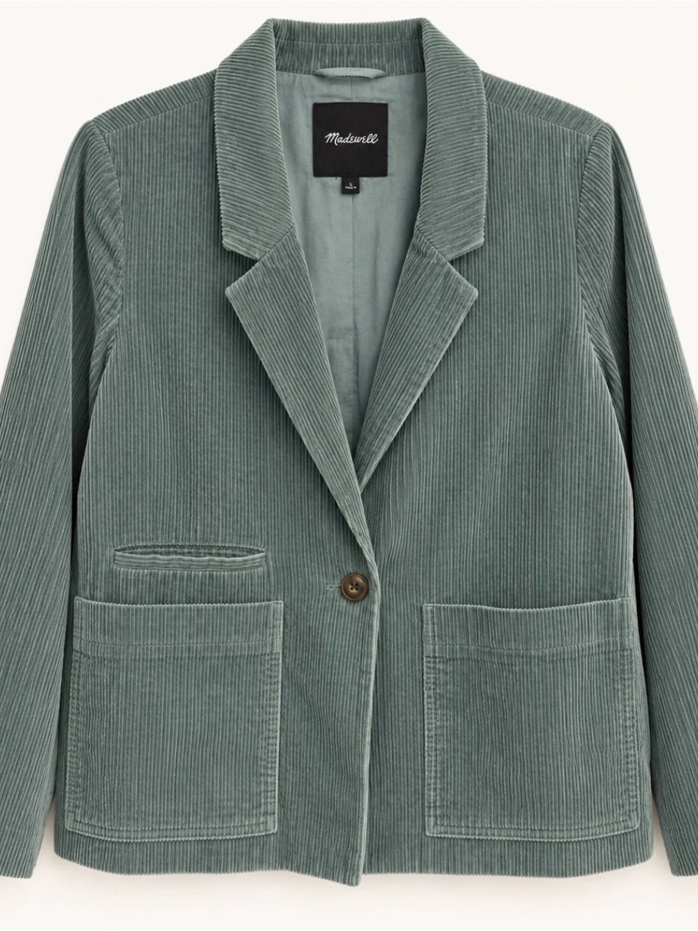 Madewell Corduroy Crop Dorset Blazer in Faded Shale | L